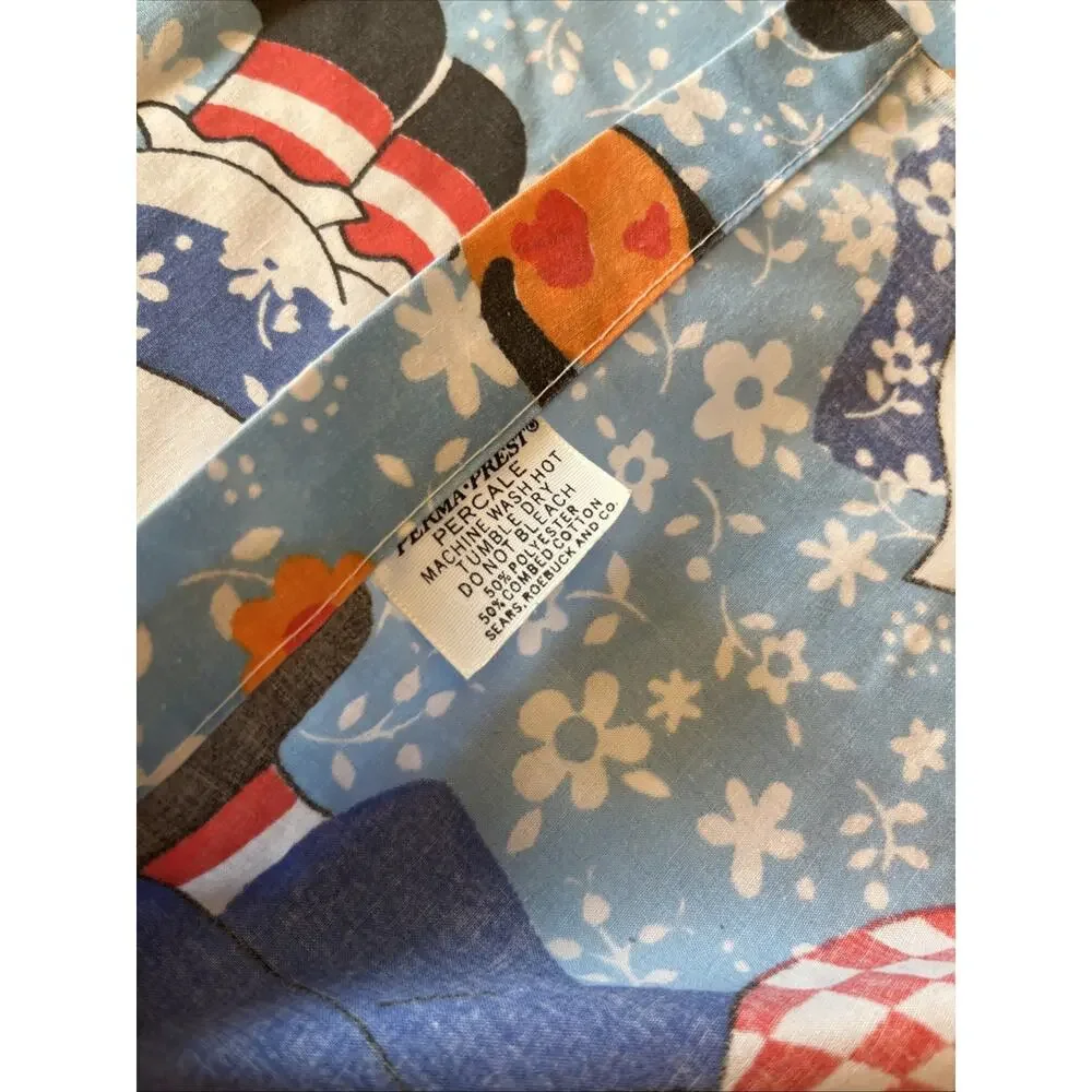 Vintage Sears Roebuck Raggedy Ann and Andy Twin Flat Percale Perma Prest Sheet